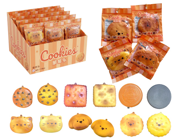 SQUISHY Biscotti PU Slow Rise (Ricrescita Lenta) 7cm In Window bag – 30ass – In espo da 15pz…x15…x480